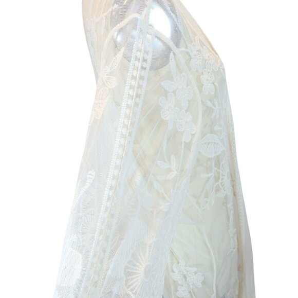 LANE BRYANT Sheer Embroidered Lace Open Duster Cardigan Kimono Size 14/16 Boho - Picture 5 of 7